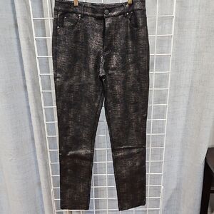 Paniz Shimmering Black Textured Stretchy Jeans, Leggings Thick
